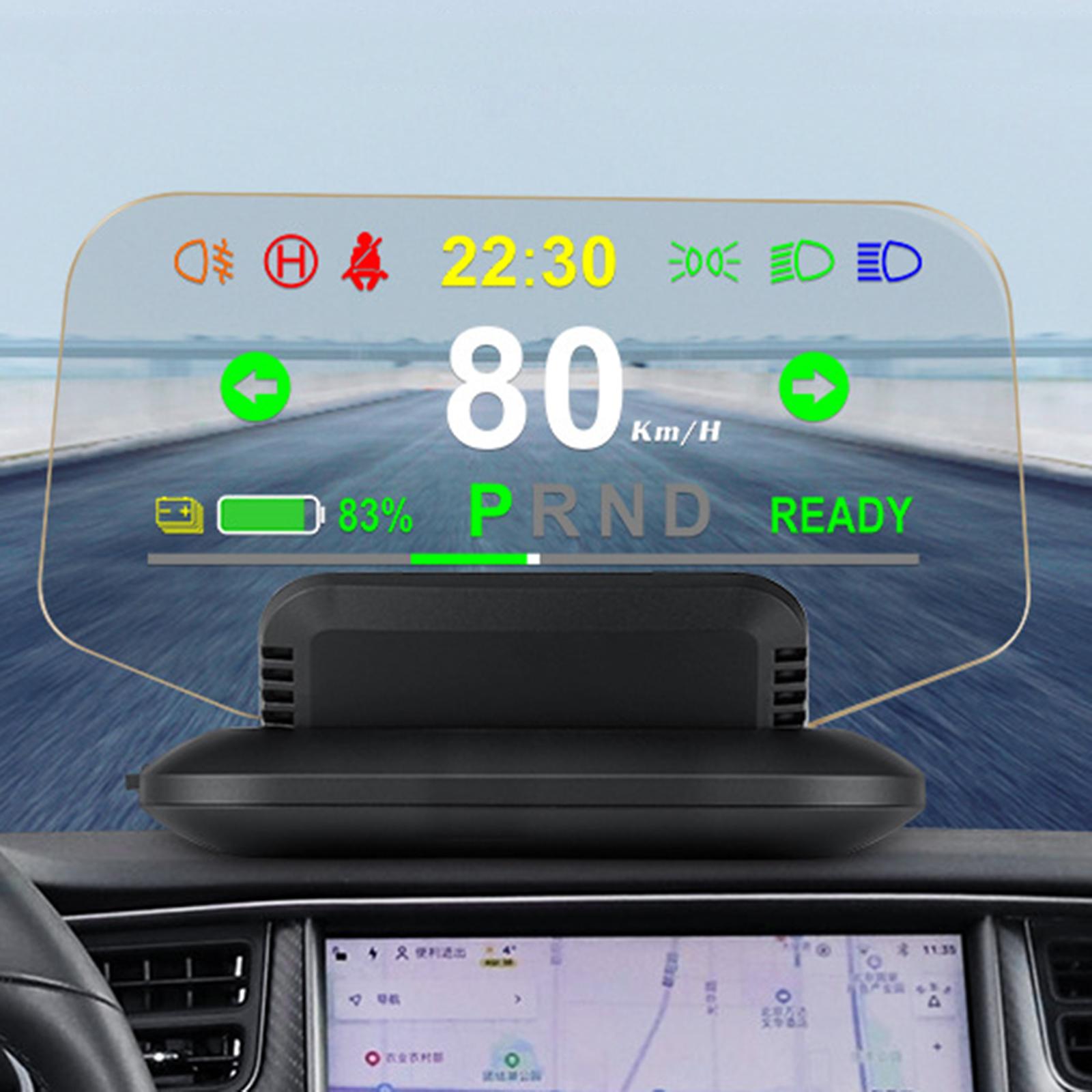 Car Digital HUD Head Up Display Speedometer w/ Clock For Tesla Model 3