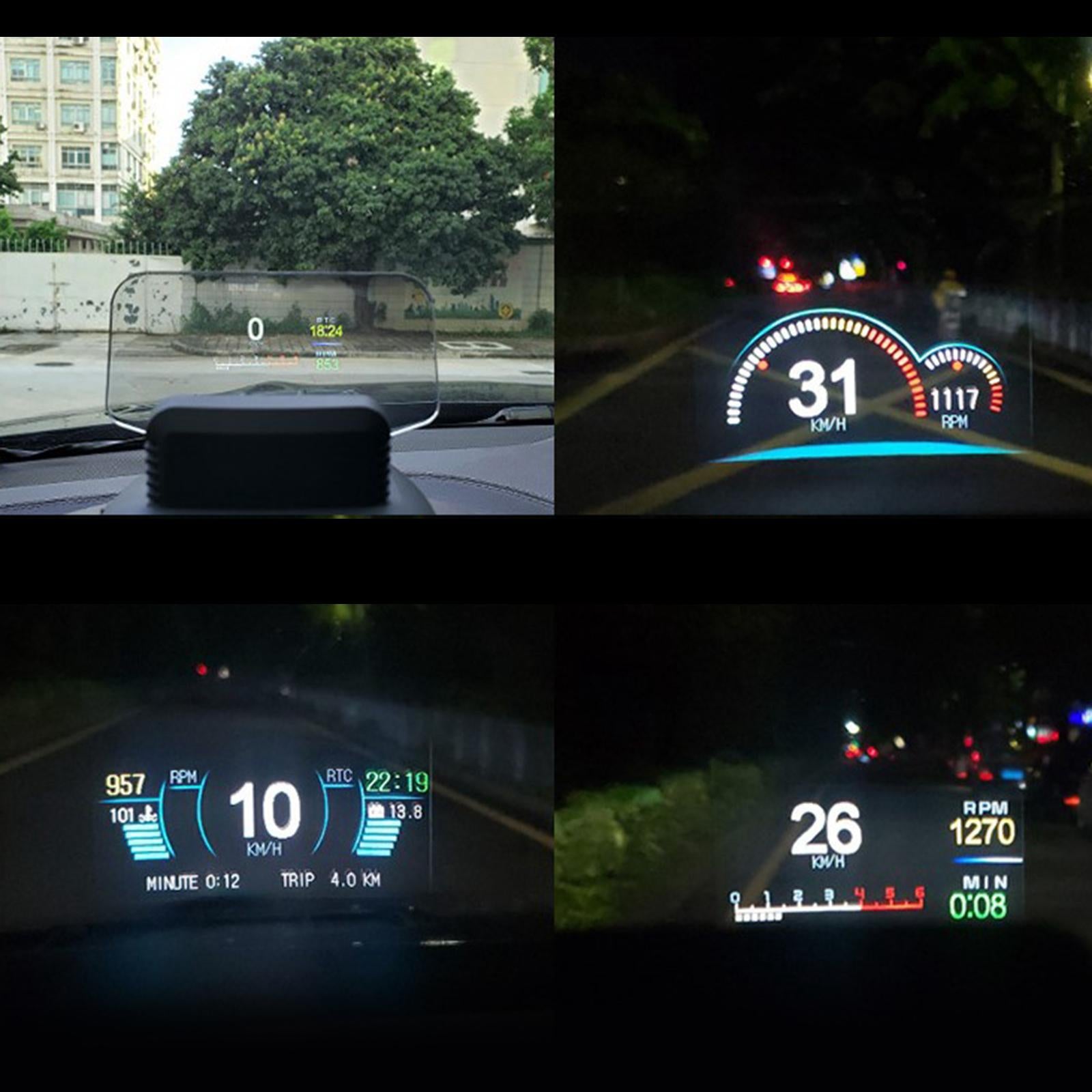 HUD Head Up Display OBD GPS Dual Systems with Clock For 5V-28V Vehicles