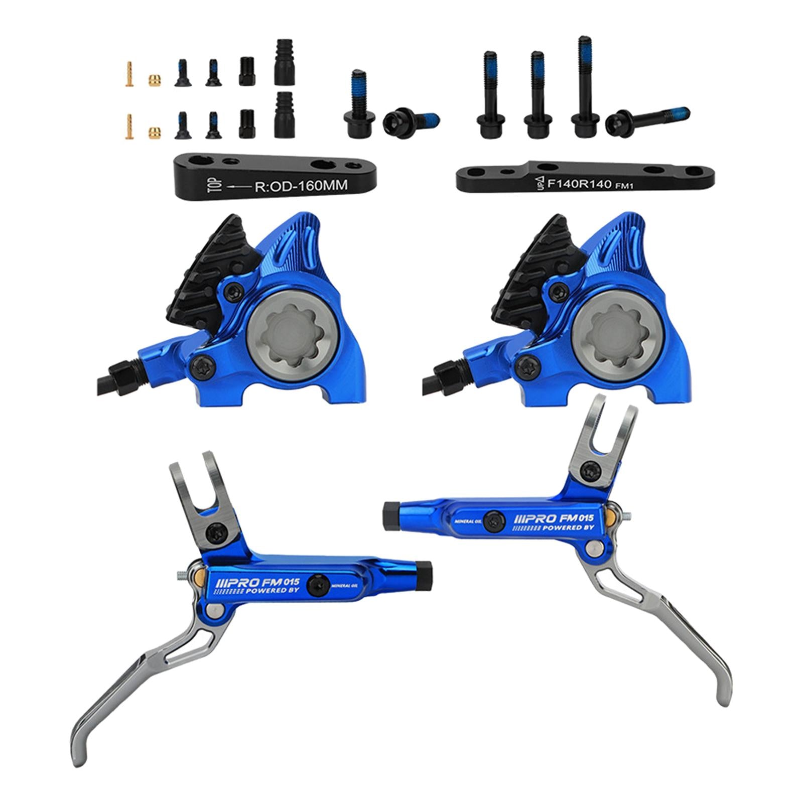 2x Bicycle Hydraulic Disc Brakes MTB Hydraulic Brakes Bicycle Disc Brake Kit Blue 