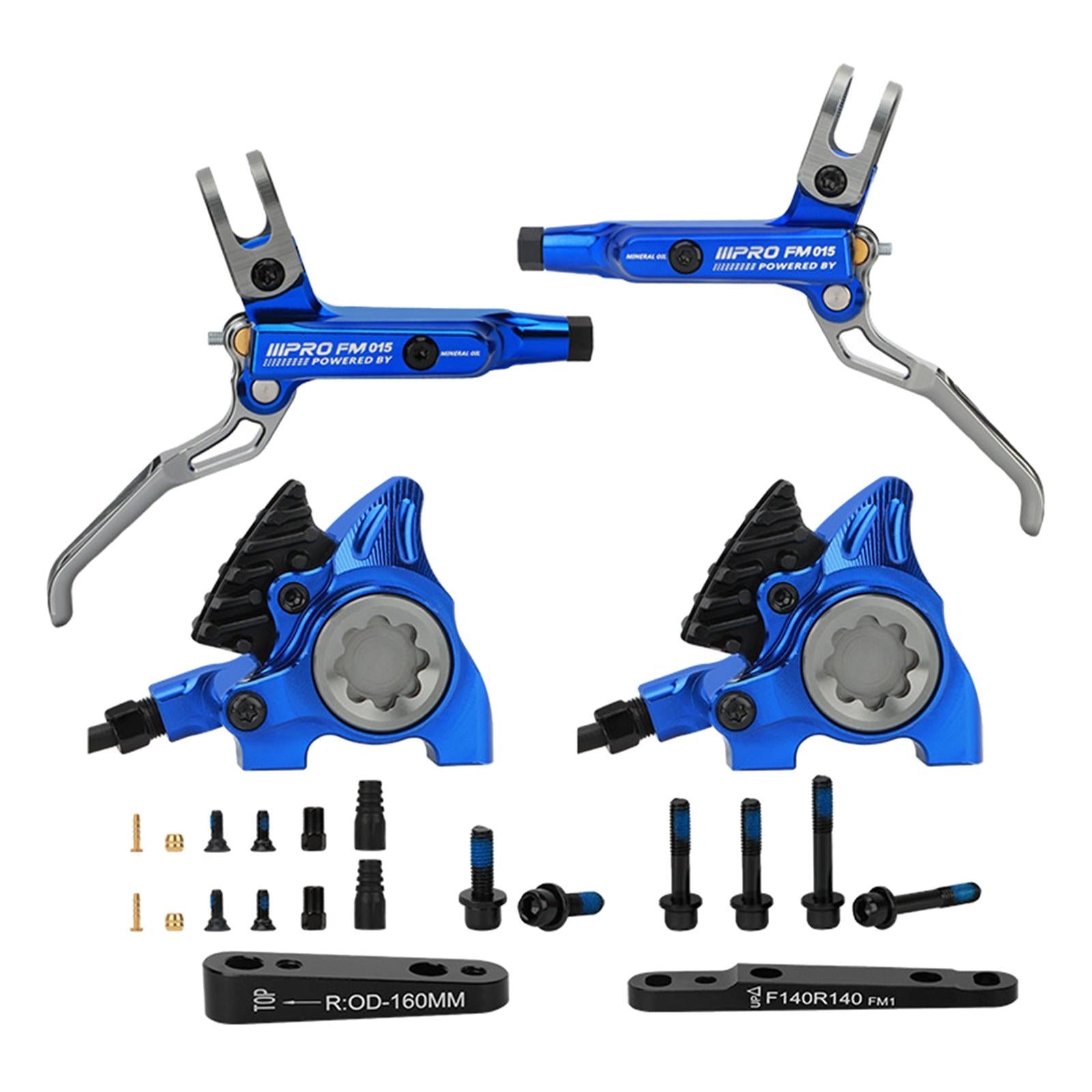 2x Bicycle Hydraulic Disc Brakes MTB Hydraulic Brakes Bicycle Disc Brake Kit Blue 