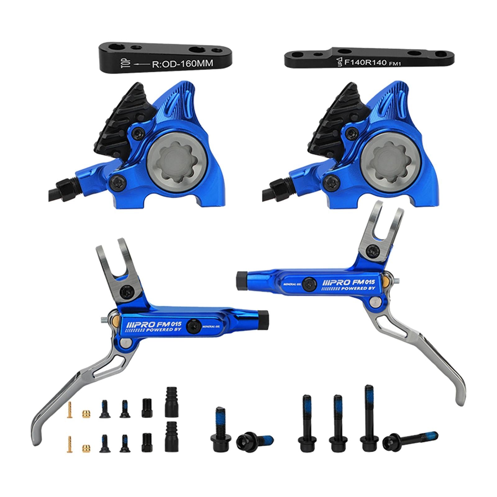 2x Bicycle Hydraulic Disc Brakes MTB Hydraulic Brakes Bicycle Disc Brake Kit Blue 