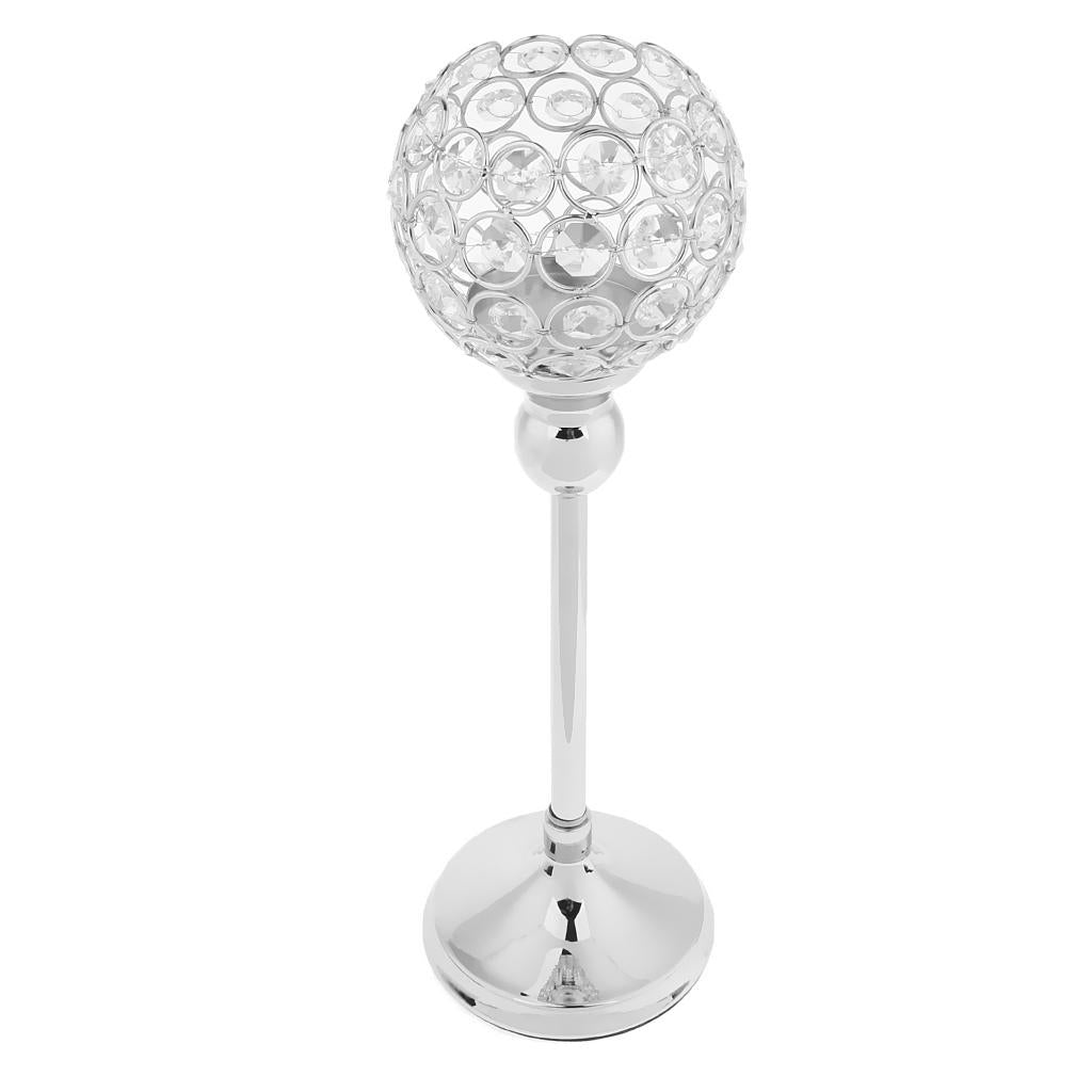 8Pieces 35cm Silver Crystal Votive Tea Light Globe Pillar Candle Holder Decor