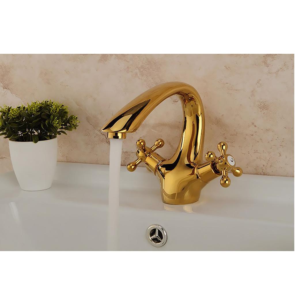 16.5cm Brass Double Handle Bathroom Faucet Mixer Water Tap Centerset Faucet