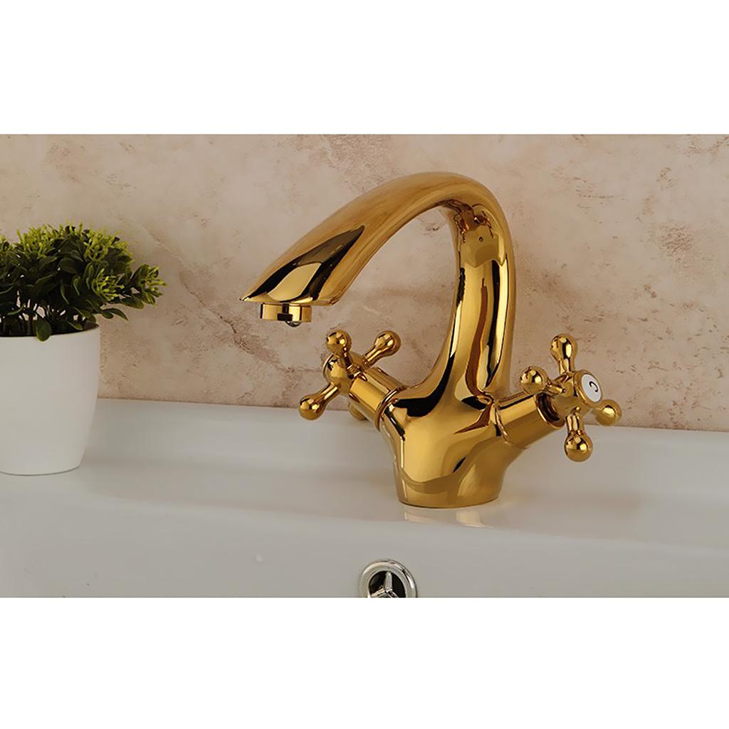 16.5cm Brass Double Handle Bathroom Faucet Mixer Water Tap Centerset Faucet