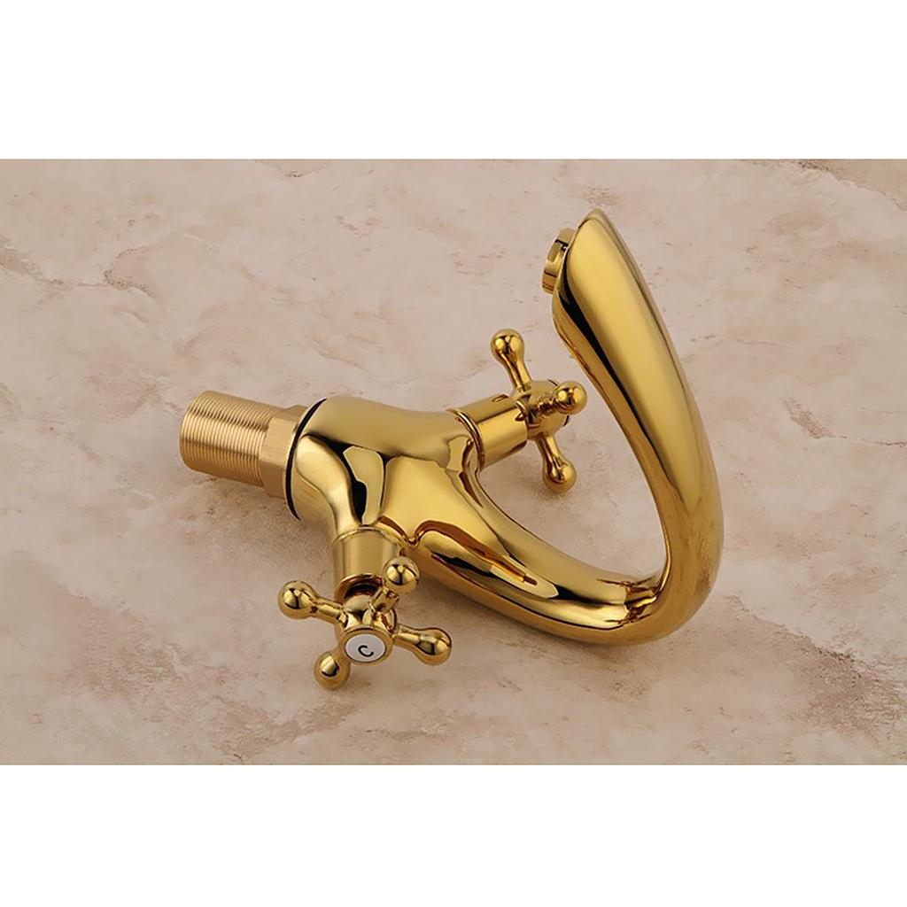 16.5cm Brass Double Handle Bathroom Faucet Mixer Water Tap Centerset Faucet