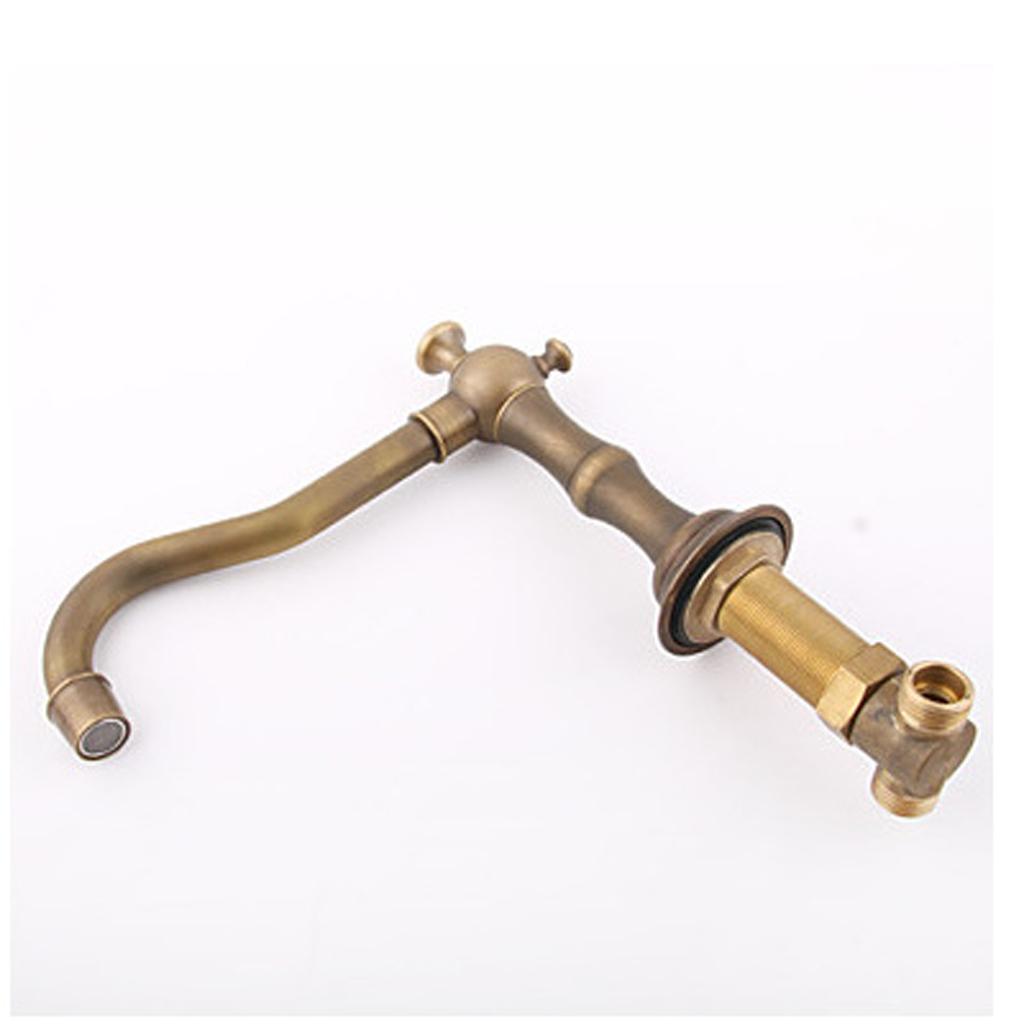 Bronze Two Handles Three Holes Bathroom Sink Faucet Cold & Hot Mixed Rotate Water Faucet