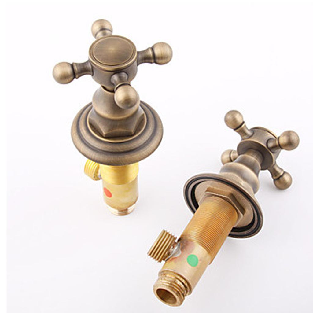 Bronze Two Handles Three Holes Bathroom Sink Faucet Cold & Hot Mixed Rotate Water Faucet