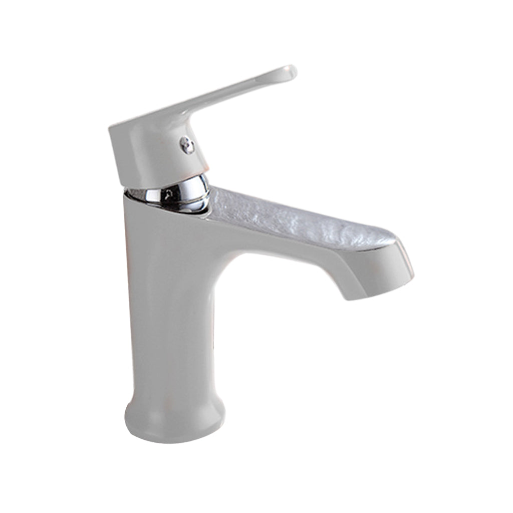 Bathroom Basin Mixer Faucet Single Lever Hot & Cold Tall Sink Mono Tap White