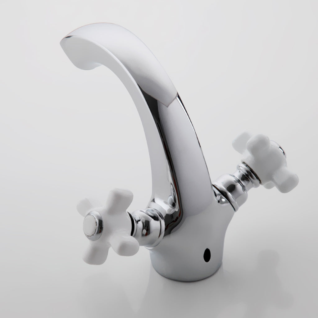 Bathroom Basin Mixer Faucet Single Spout Hot & Cold  Water Tap Double Lever