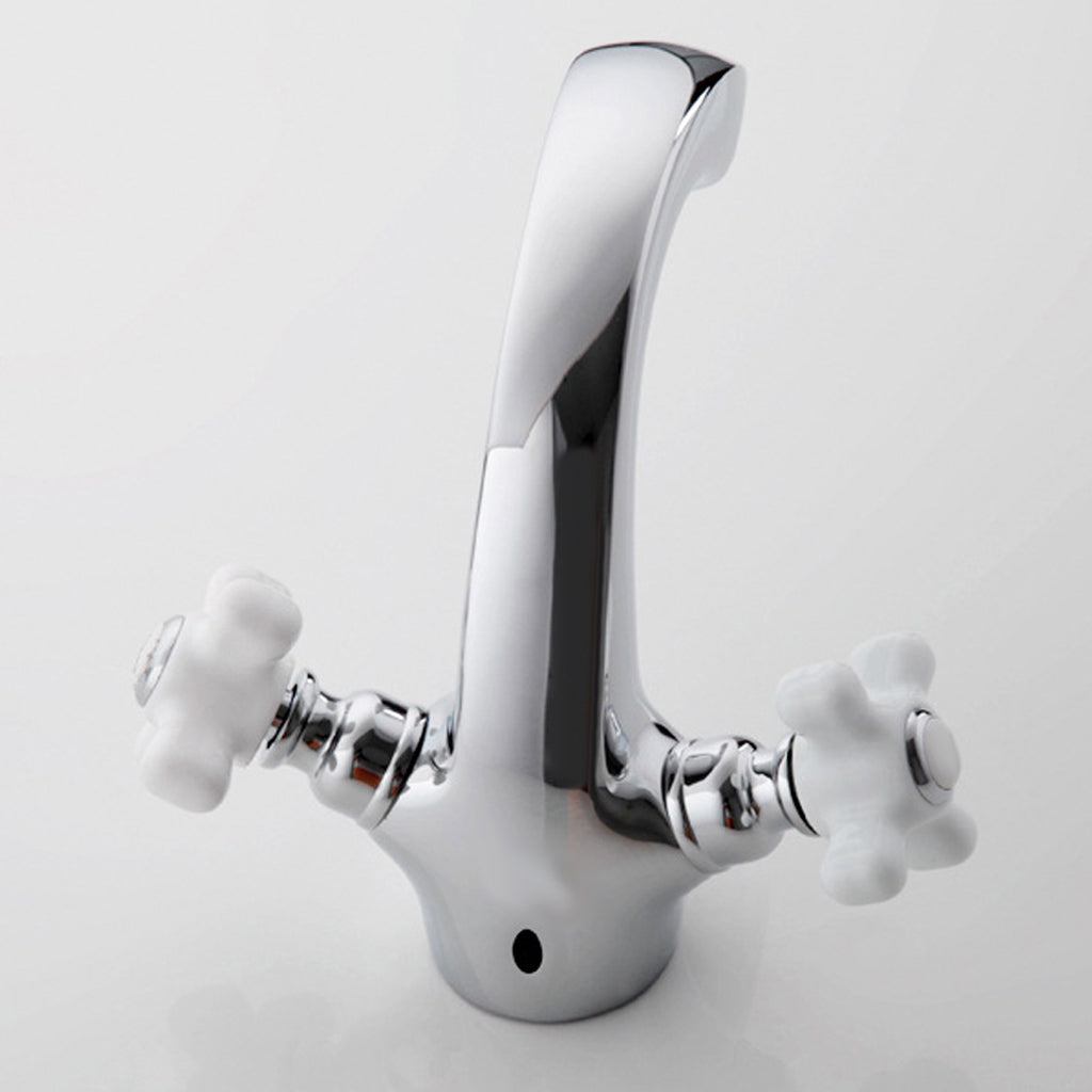 Bathroom Basin Mixer Faucet Single Spout Hot & Cold  Water Tap Double Lever