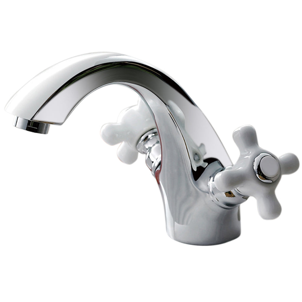 Bathroom Basin Mixer Faucet Single Spout Hot & Cold  Water Tap Double Lever