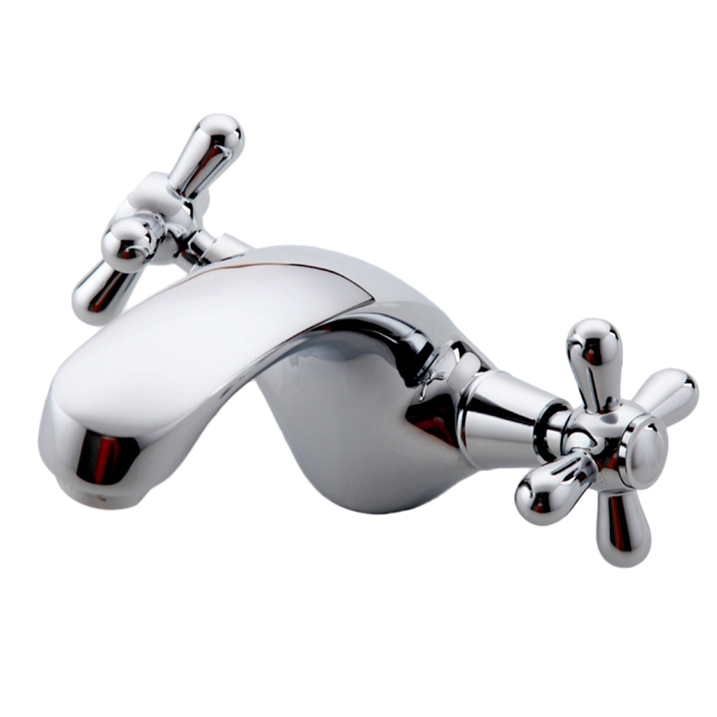 Bathroom Basin Mixer Faucet Single Spout Hot Cold  Water Tap Double Lever #2