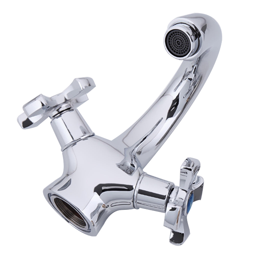 Bathroom Basin Mixer Faucet Single Spout Hot Cold  Water Tap Double Lever #4