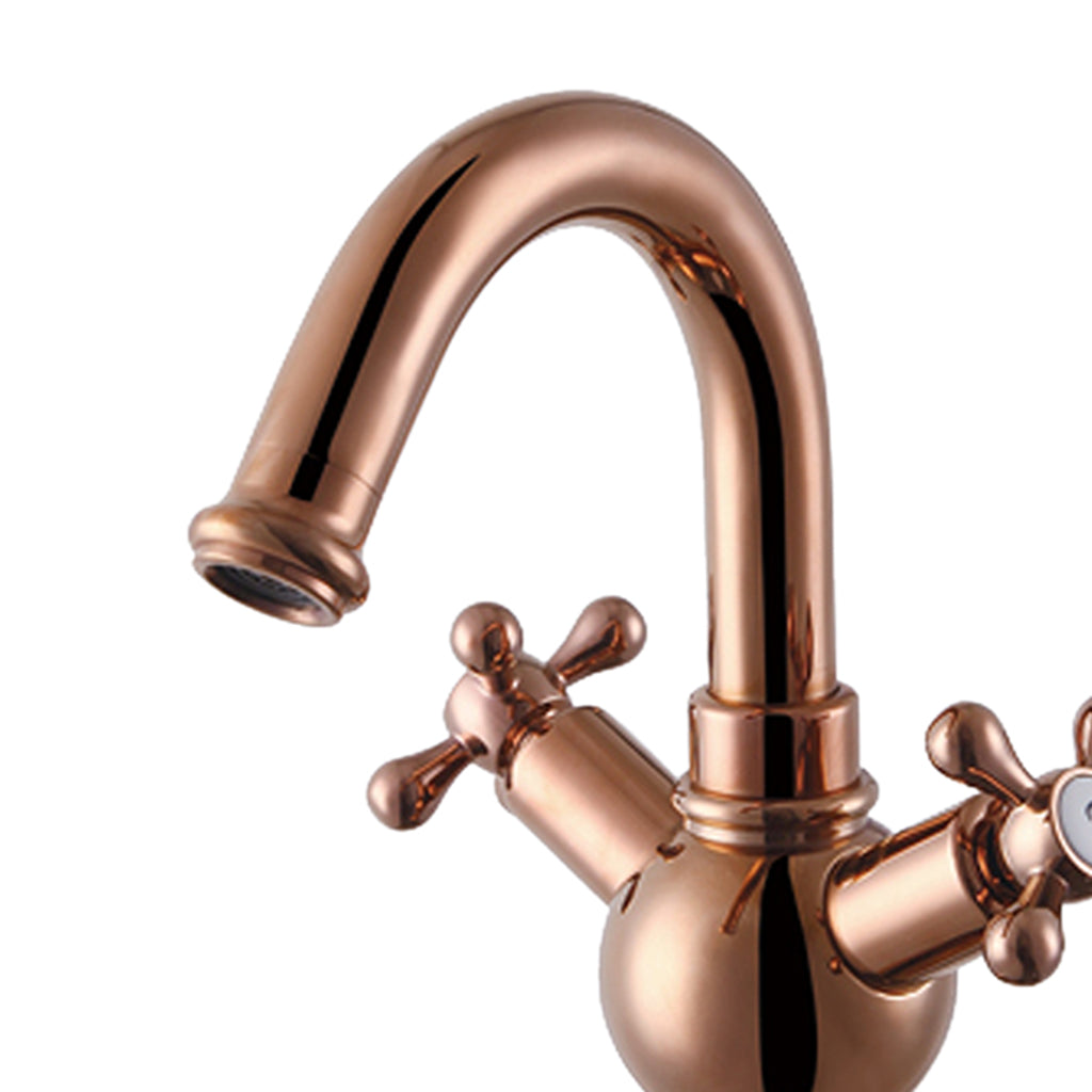 Vintage Cold Hot Mixed Water Faucet Bathroom Kitchen Sink Faucet Rose Gold