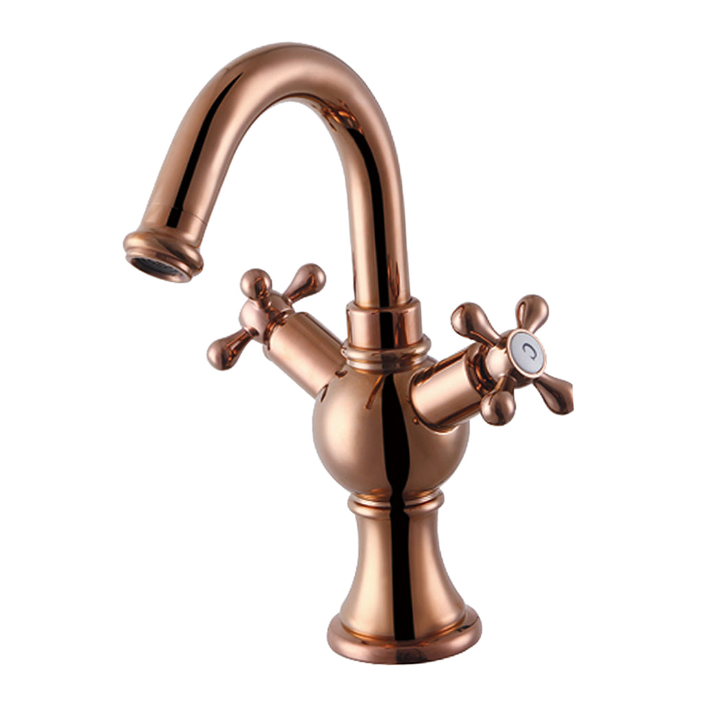 Vintage Cold Hot Mixed Water Faucet Bathroom Kitchen Sink Faucet Rose Gold