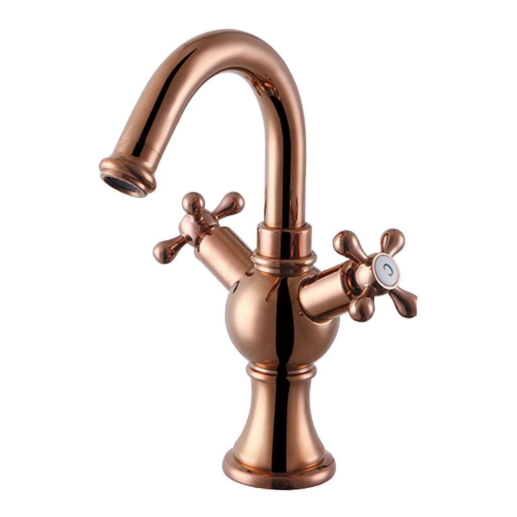 Vintage Cold Hot Mixed Water Faucet Bathroom Kitchen Sink Faucet Rose Gold