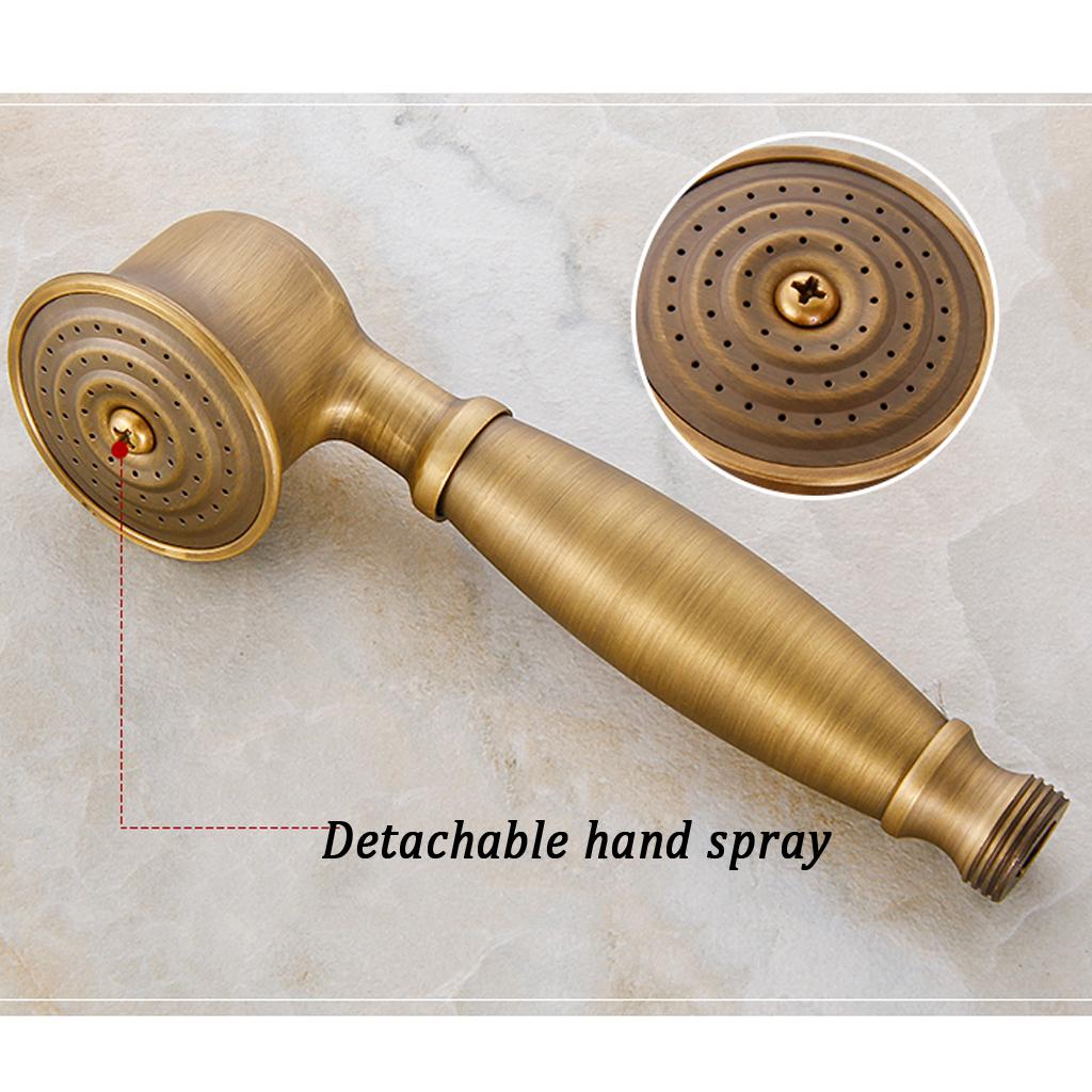 Antique Brass Cross Handle Bath Filler Mixer Taps Bathtub Shower Faucet Kit