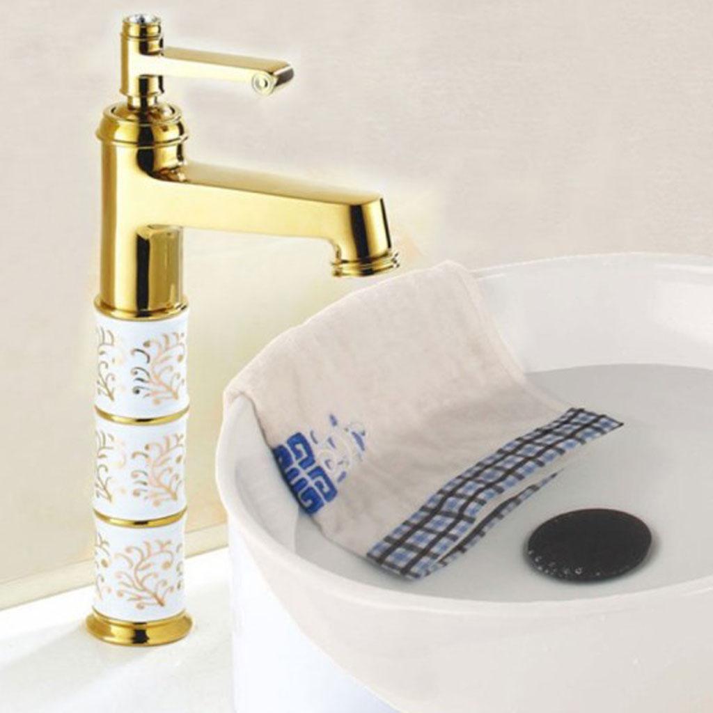 Bathroom Sink Vessel Faucet Mixer Tap Golden 33cm with Two 60cm hoses