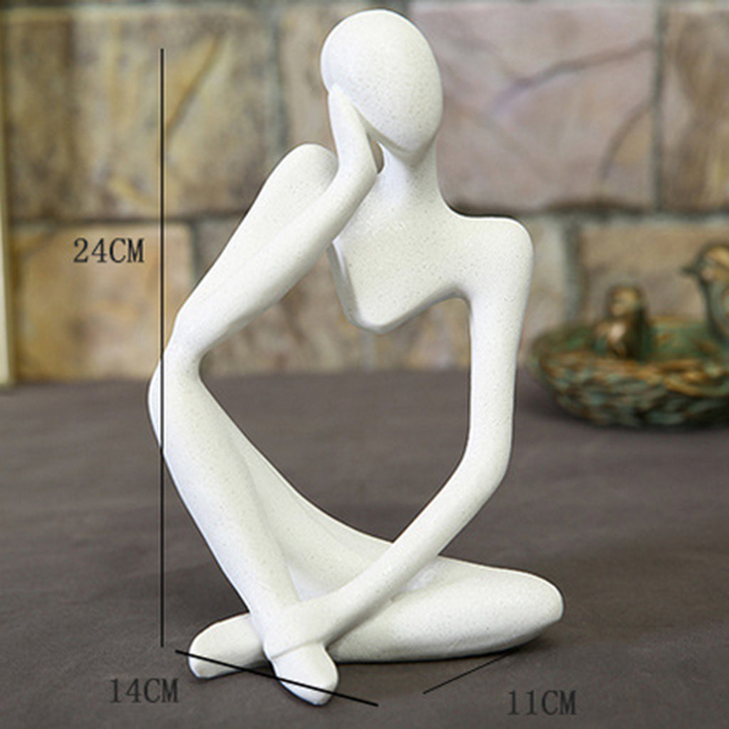 3Pcs Abstract White Sandstone Human Figurines Statue Sculpture Home Decor