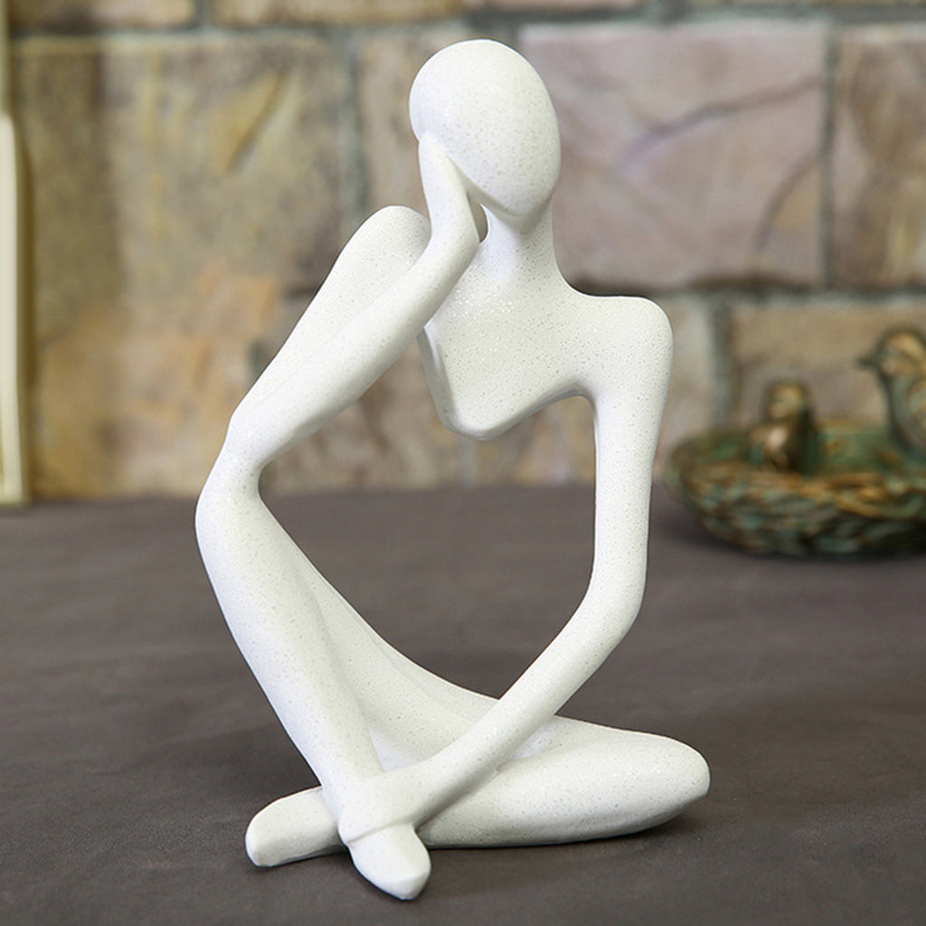 3Pcs Abstract White Sandstone Human Figurines Statue Sculpture Home Decor