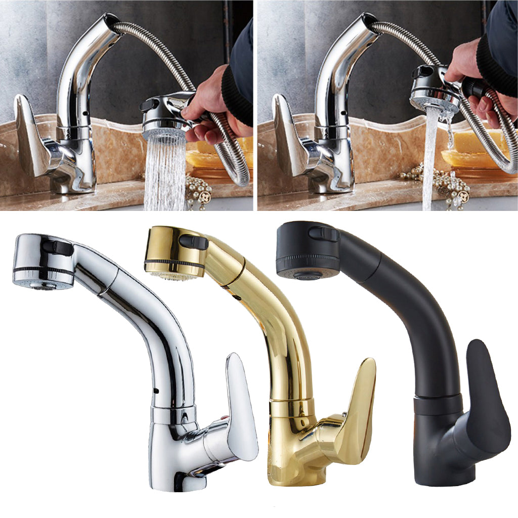 Single Handle Kitchen Faucet Pull Down 360 Degree Swivel Spray Head  Silver