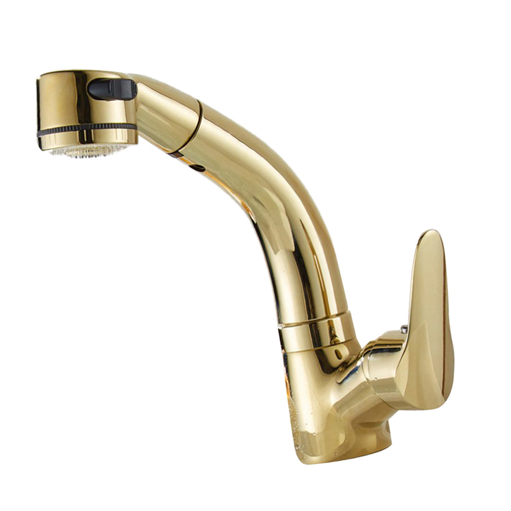 Single Handle Kitchen Faucet Pull Down 360 Degree Swivel Spray Head  Golden