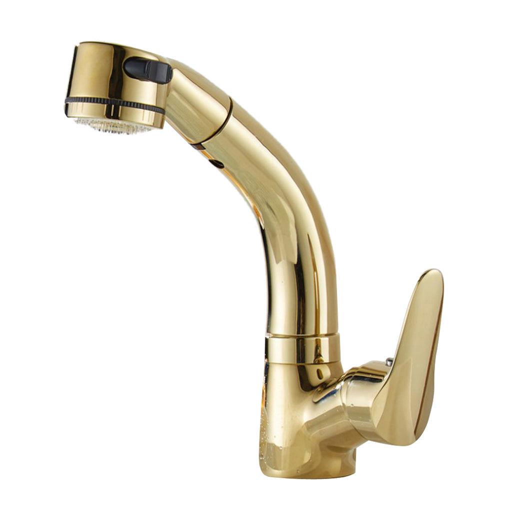 Single Handle Kitchen Faucet Pull Down 360 Degree Swivel Spray Head  Golden