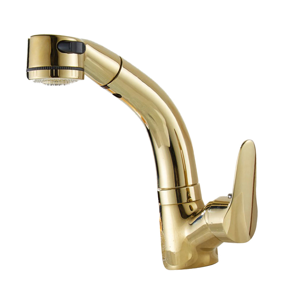 Single Handle Kitchen Faucet Pull Down 360 Degree Swivel Spray Head  Golden