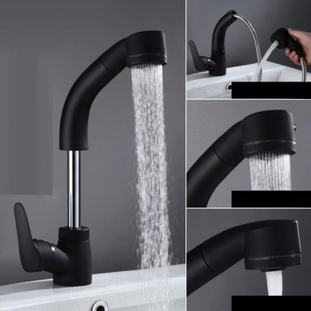 Single Handle Kitchen Faucet Pull Down 360 Degree Swivel Spray Head  Black