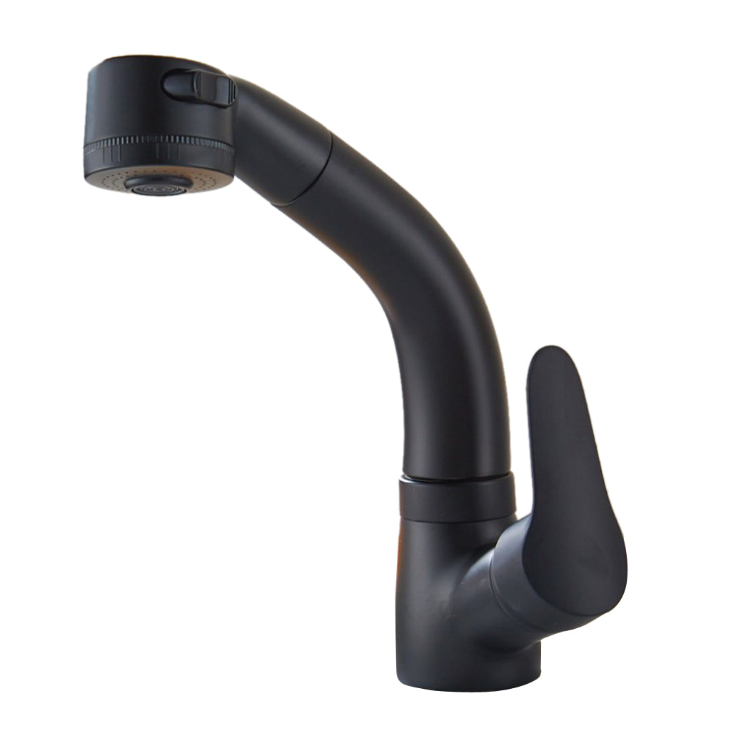 Single Handle Kitchen Faucet Pull Down 360 Degree Swivel Spray Head  Black