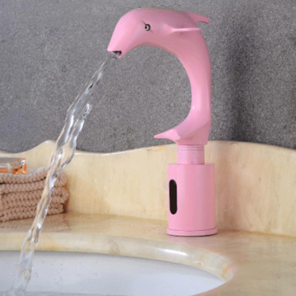 Dolphin Automatic Infrared Sensor Sink Basin Faucet Hands Free Tap Pink