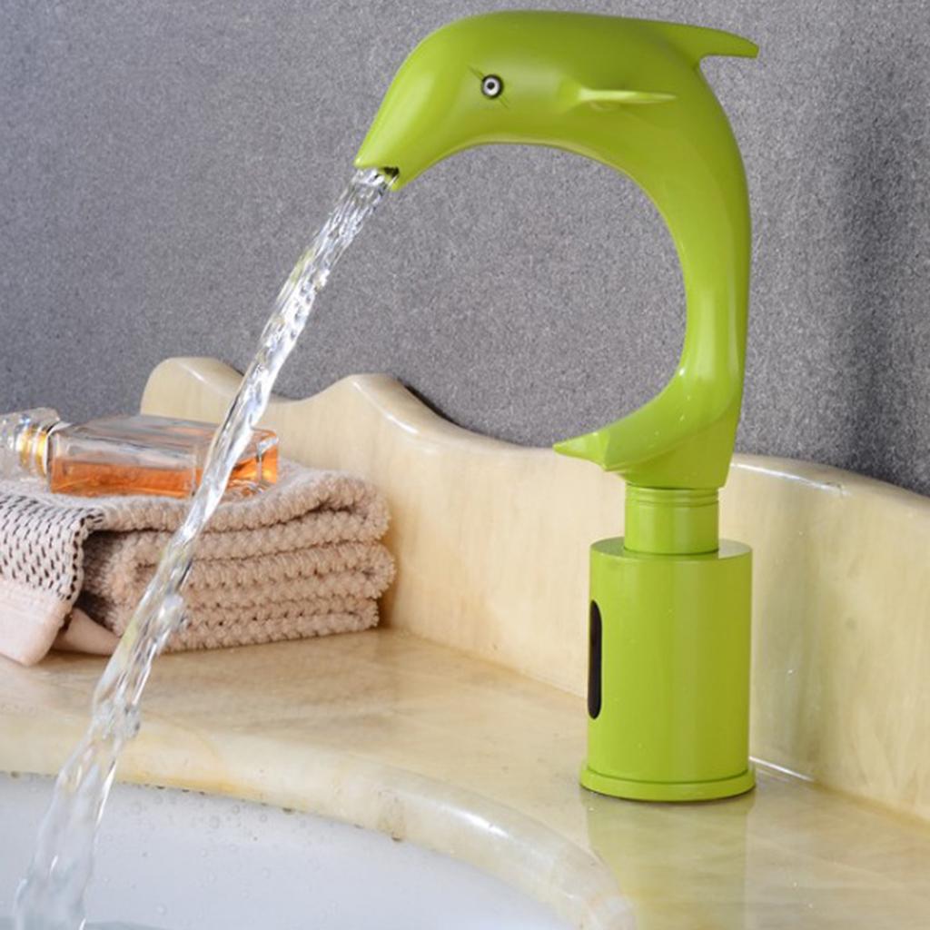 Dolphin Automatic Infrared Sensor Sink Basin Faucet Hands Free Tap Green