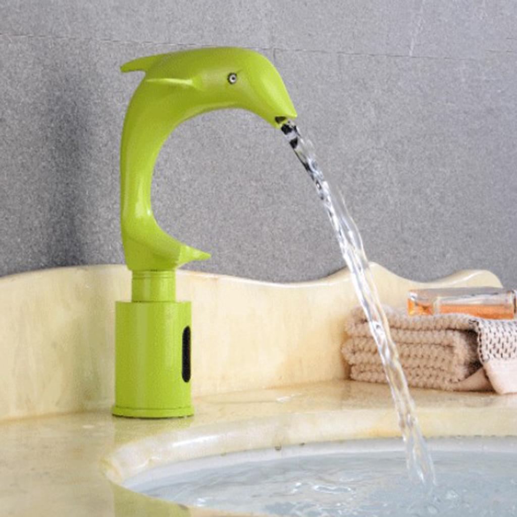 Dolphin Automatic Infrared Sensor Sink Basin Faucet Hands Free Tap Green