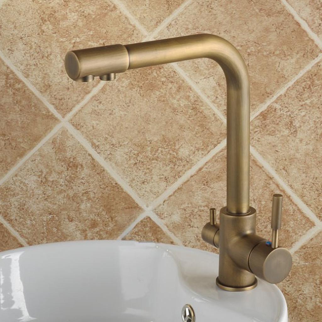 Copper 360 Swivel Faucet Tap Undersink Drinking Water Filter System w/ Hose