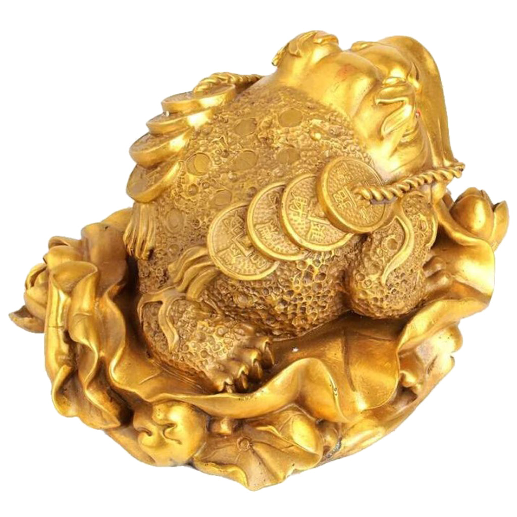 Traditional Chinese Feng Shui Lucky Money 3 Legs Toad Frog Decor Figurines M