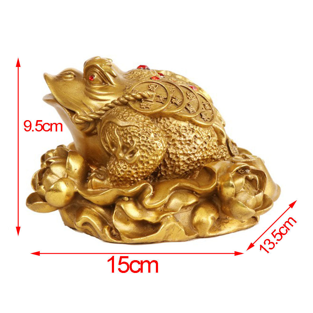 Traditional Chinese Feng Shui Lucky Money 3 Legs Toad Frog Decor Figurines M