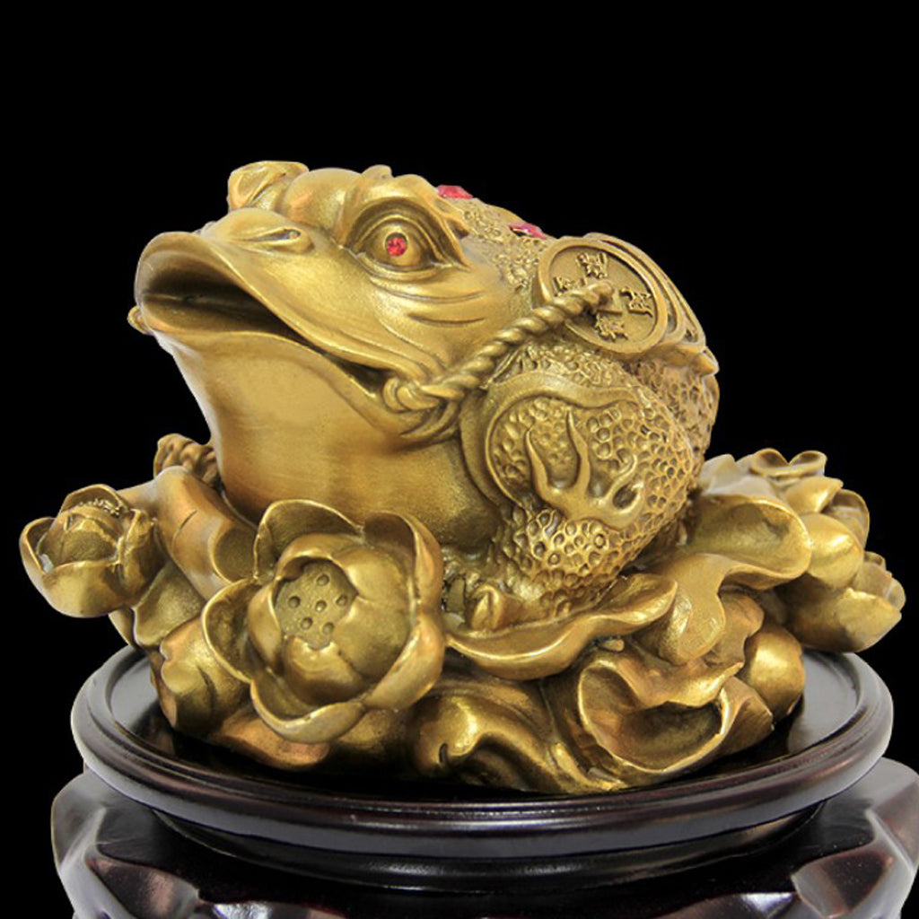 Traditional Chinese Feng Shui Lucky Money 3 Legs Toad Frog Decor Figurines M