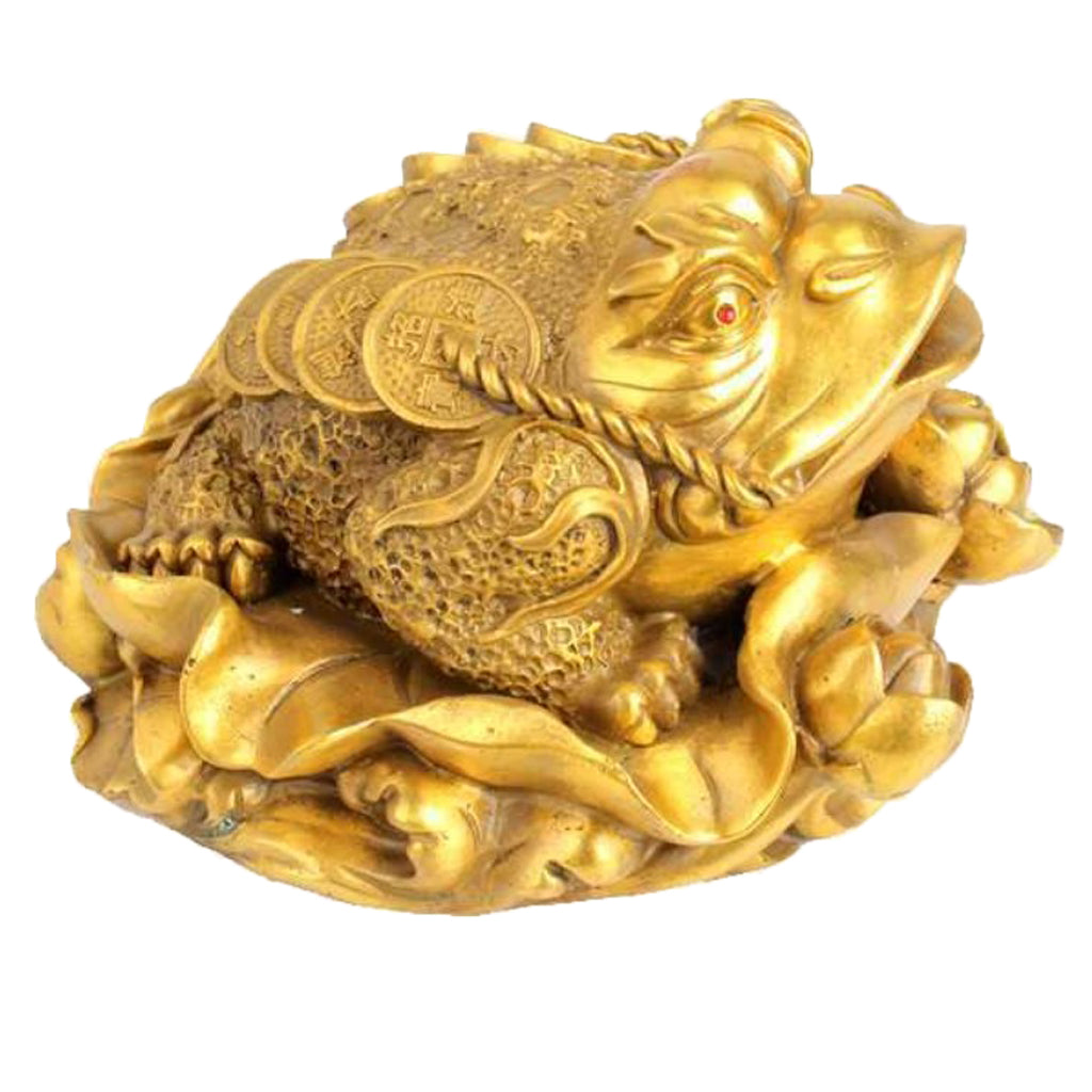 Traditional Chinese Feng Shui Lucky Money 3 Legs Toad Frog Decor Figurines M