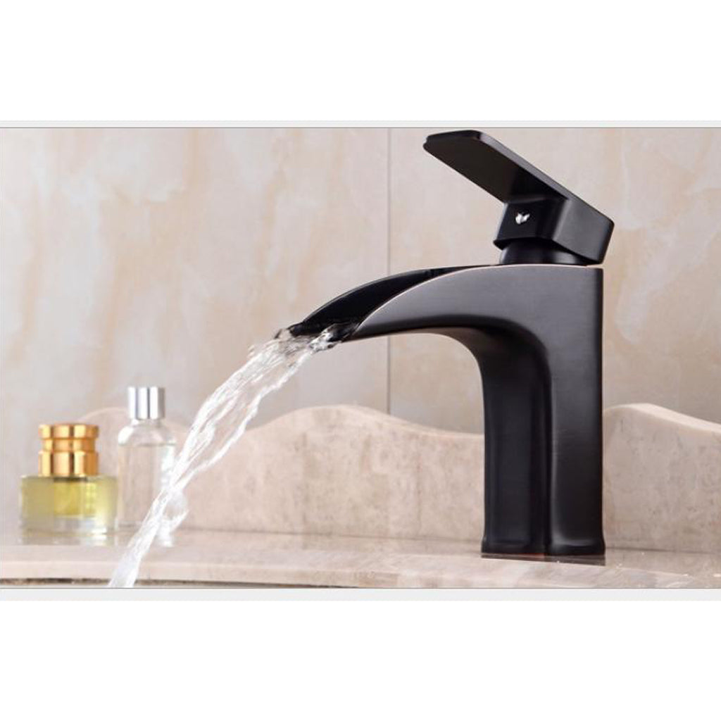 Wide Mouth Waterfall Sink Flexible Water Tap Black Ancient Basin Faucet