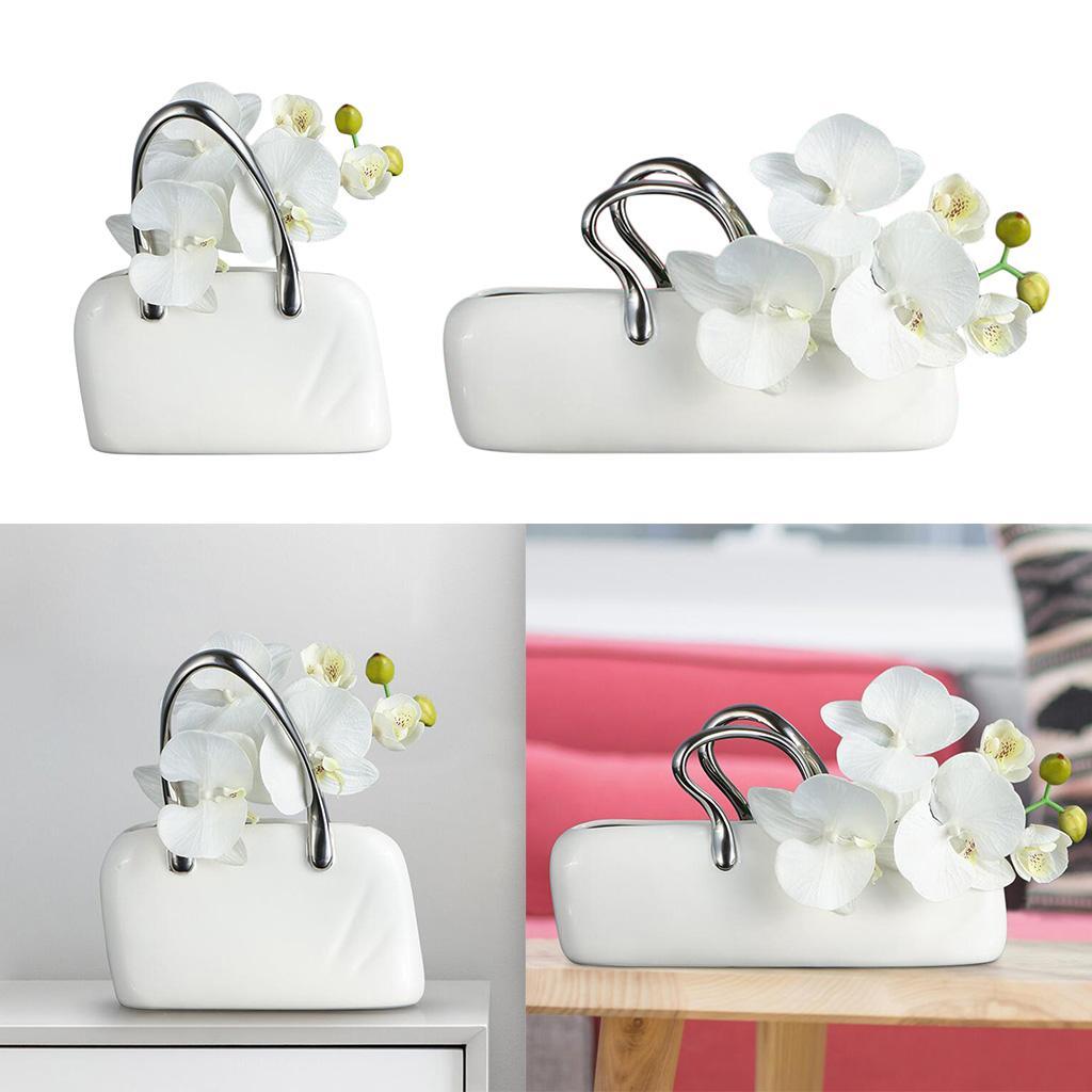 Ceramic Flower Pot Handbag Shaped Flower Holder Creative Vase Decoration L