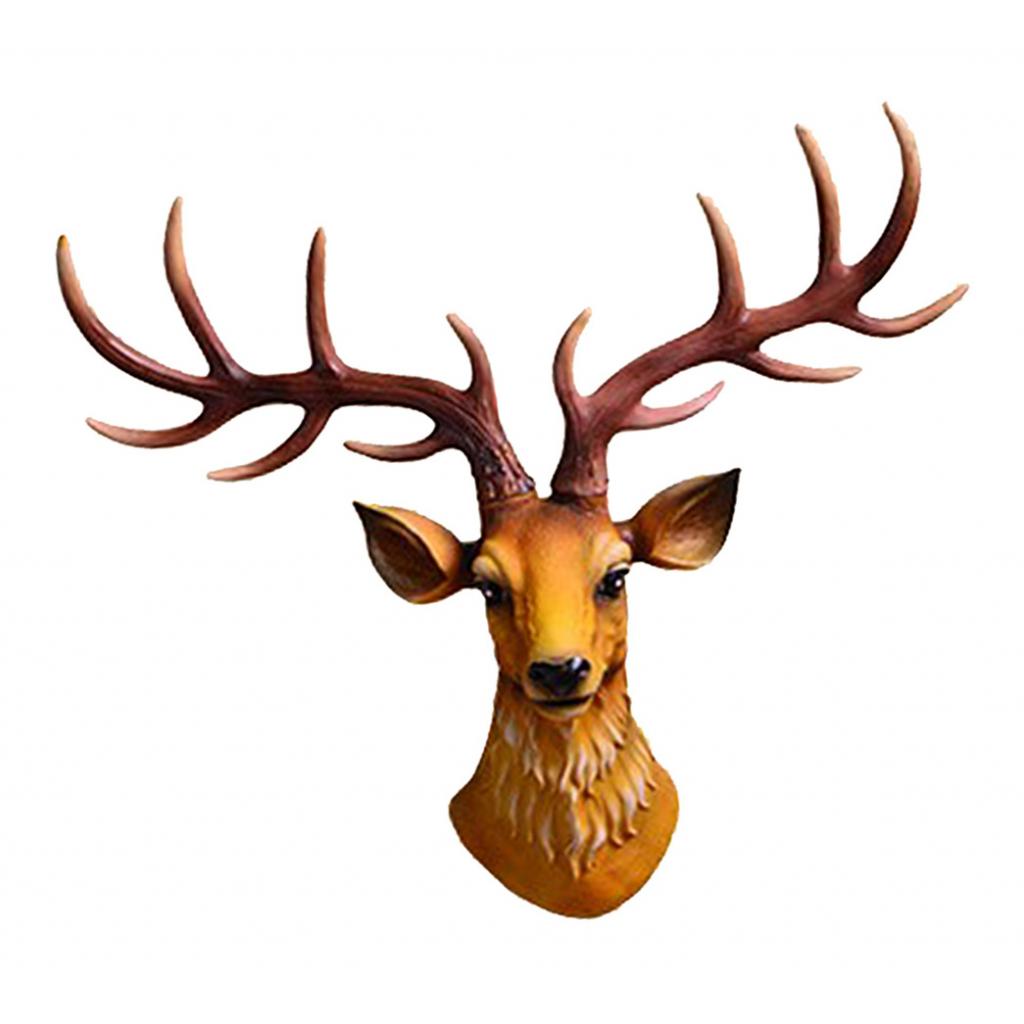 Nordic Style Antique Deer Head Statue Wall Mounted Decor Oranment