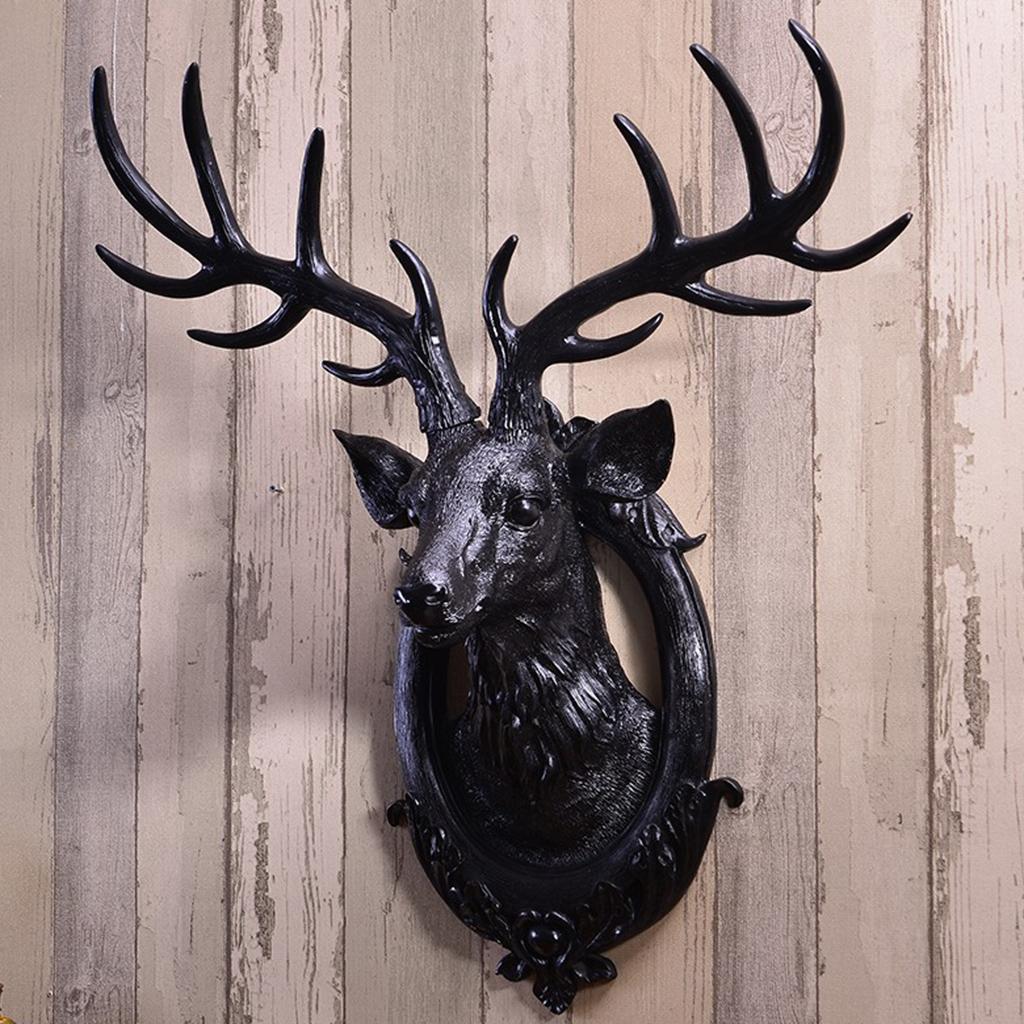 Europe Style Retro Deer Head Statue Home Wall Mounted Decor Oranment