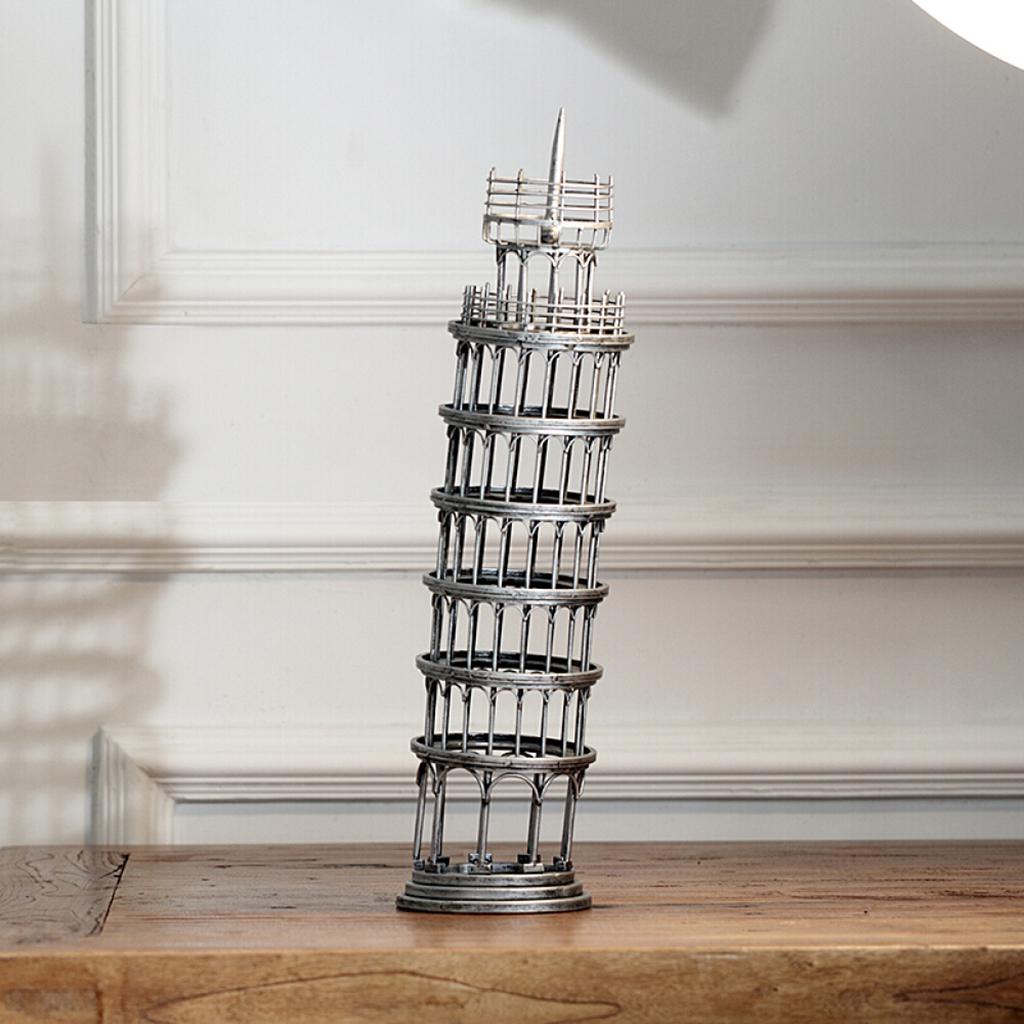 Leaning Tower Of Pisa Statue Home Decor Figurines Souvenir Travel silver