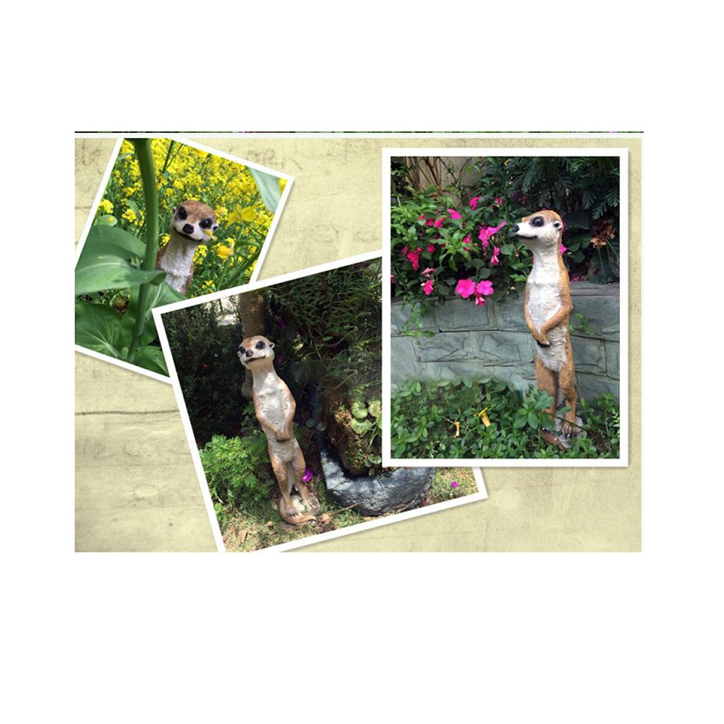 52cm Resin Craft Meerkat Garden Animal Statue Outdoor Landscape Lawn Decor