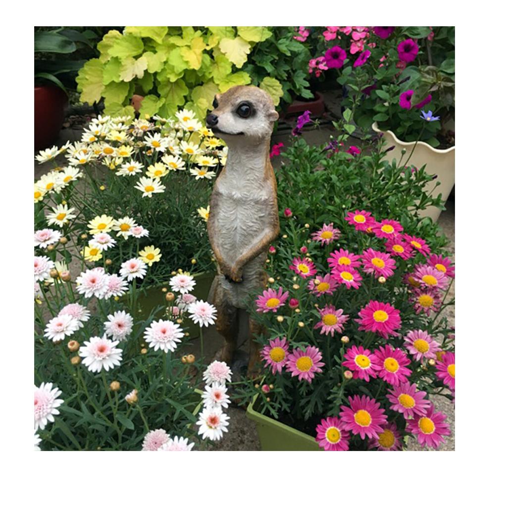 52cm Resin Craft Meerkat Garden Animal Statue Outdoor Landscape Lawn Decor