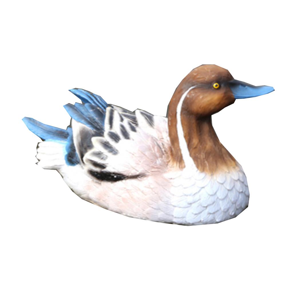 Resin Mallard Duck Garden Sculpture Lawn Decoration D- Brown Head Blue Mouth