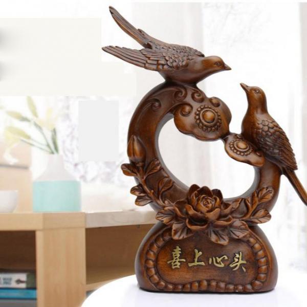 Couple Magpies Statue Sculpture Artistic Home Living Room Desktop Decoration