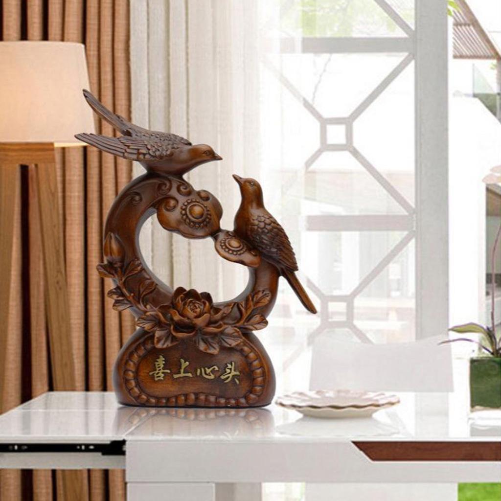 Couple Magpies Statue Sculpture Artistic Home Living Room Desktop Decoration