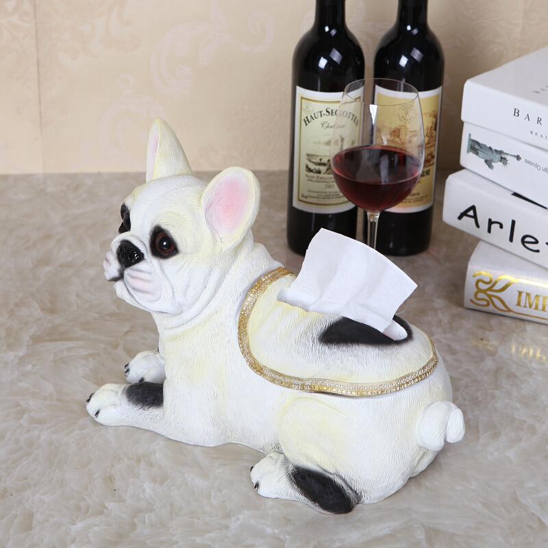 Paper Box Sitting Room Tea Table Dog Fortune Decoration Tissue Box Gray