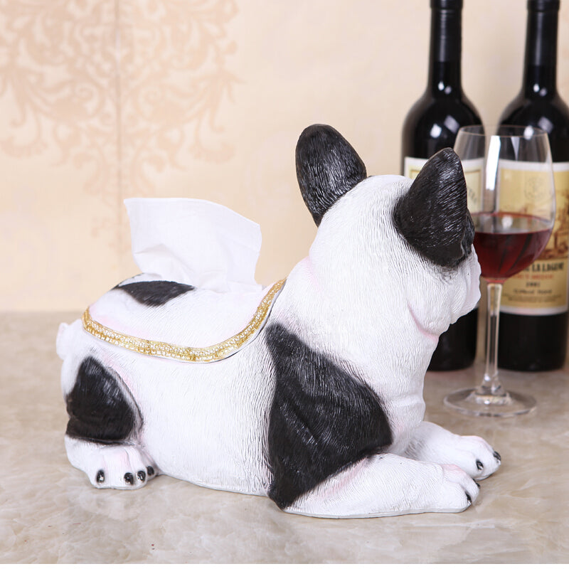 Paper Box Sitting Room Tea Table Dog Fortune Decoration Tissue Box White